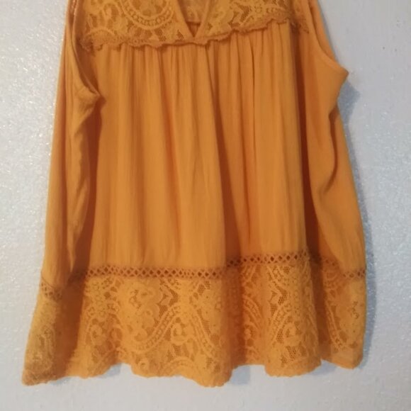 Xhilaration women's size XXL yellow lace blouse - Picture 7 of 14
